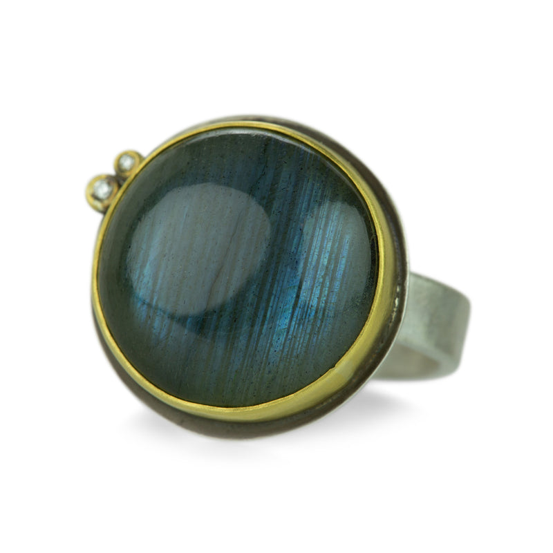 Ananda Khalsa Round Labradorite Ring with Satellite Diamonds | Quadrum Gallery
