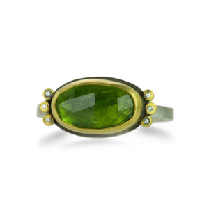 Ananda Khalsa Rose Cut Faceted Oval Green Tourmaline Ring | Quadrum Gallery