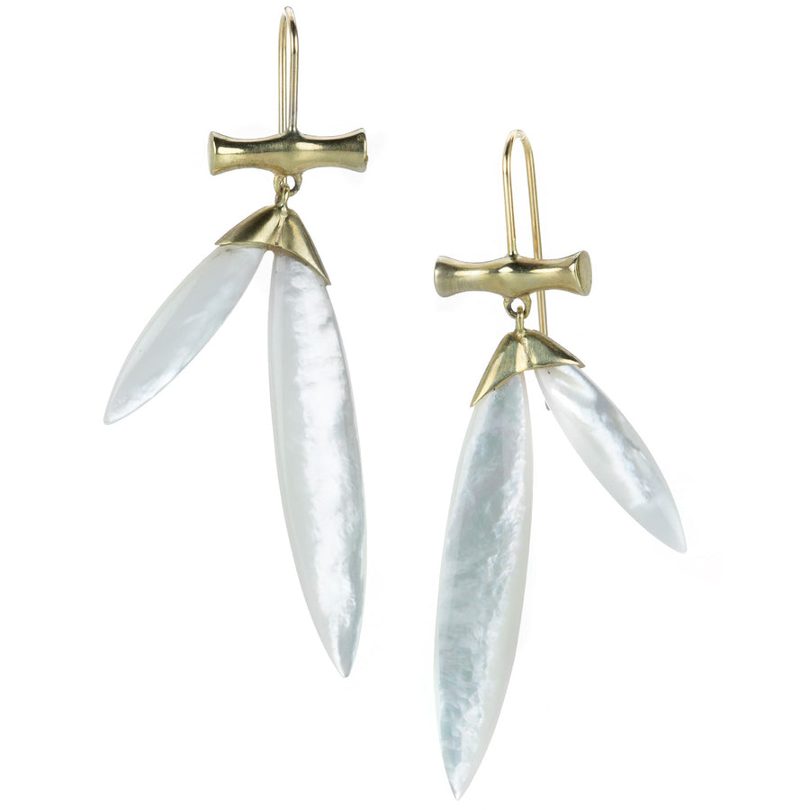 Annette Ferdinandsen White Mother of Pearl Bamboo Earrings | Quadrum Gallery