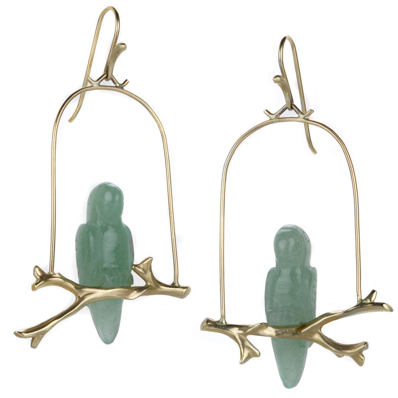 Annette Ferdinandsen Aventurine Parrot Amazon Earrings | Quadrum Gallery