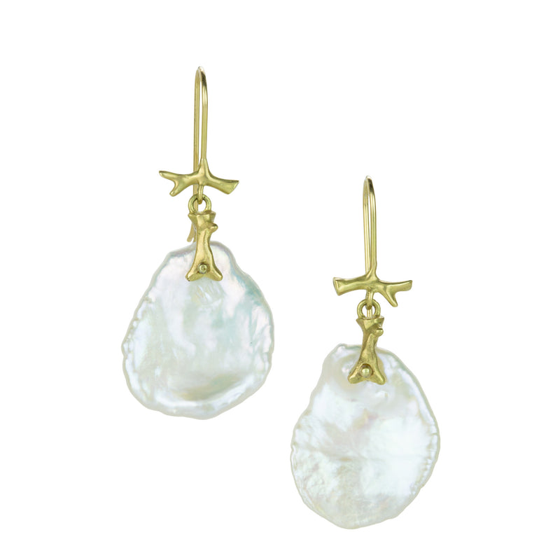 Annette Ferdinandsen White Pearl Petal Drop Earrings | Quadrum Gallery