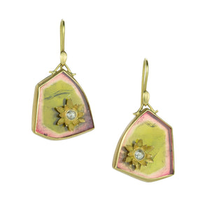 Annette Ferdinandsen Watermelon Tourmaline Water Lily Earrings | Quadrum Gallery