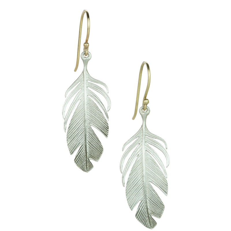 Annette Ferdinandsen Large Silver Feather Drop Earrings | Quadrum Gallery