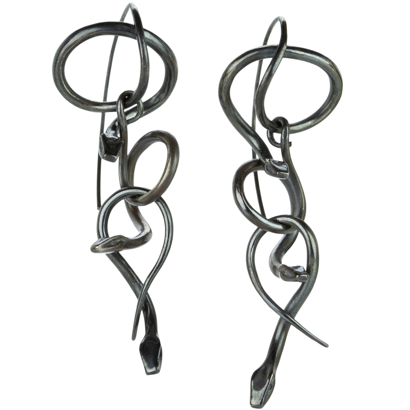 Annette Ferdinandsen Oxidized Serpent Chandelier Earrings | Quadrum Gallery