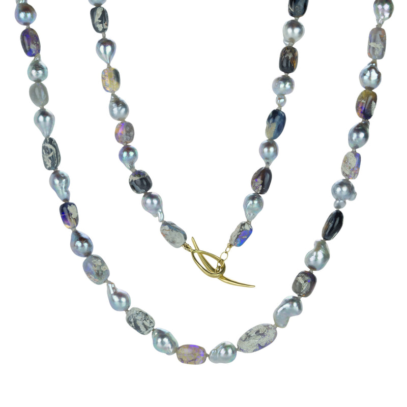 Annette Ferdinandsen Akoya Pearl and Lightning Ridge Opal Necklace | Quadrum Gallery