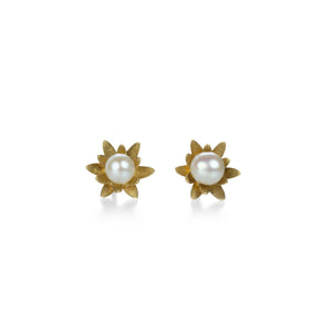 Annette Ferdinandsen Waterlily Blossom Studs with Pearls  | Quadrum Gallery