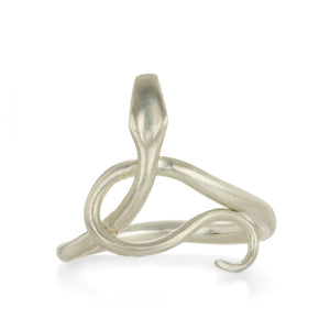 Annette Ferdinandsen Silver Serpent Ring with White Diamond Eyes | Quadrum Gallery