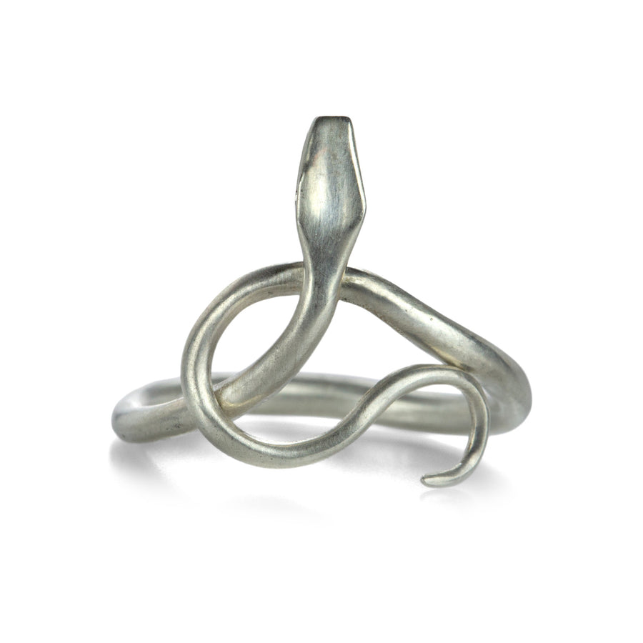 Annette Ferdinandsen Sterling Silver Serpent Ring with Ruby Eyes  | Quadrum Gallery