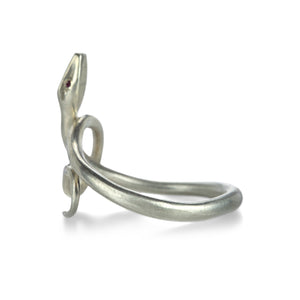 Annette Ferdinandsen Sterling Silver Serpent Ring with Ruby Eyes  | Quadrum Gallery