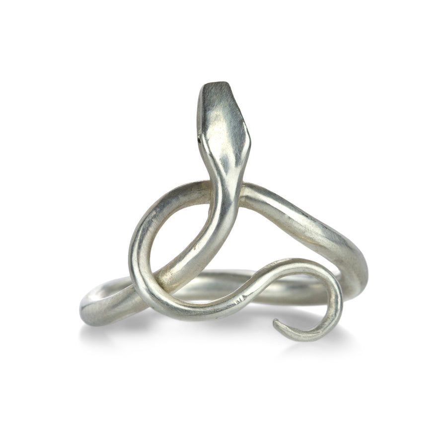 Annette Ferdinandsen Black Diamond Eyed Silver Serpent Ring | Quadrum Gallery