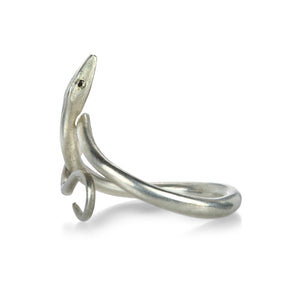 Annette Ferdinandsen Black Diamond Eyed Silver Serpent Ring | Quadrum Gallery