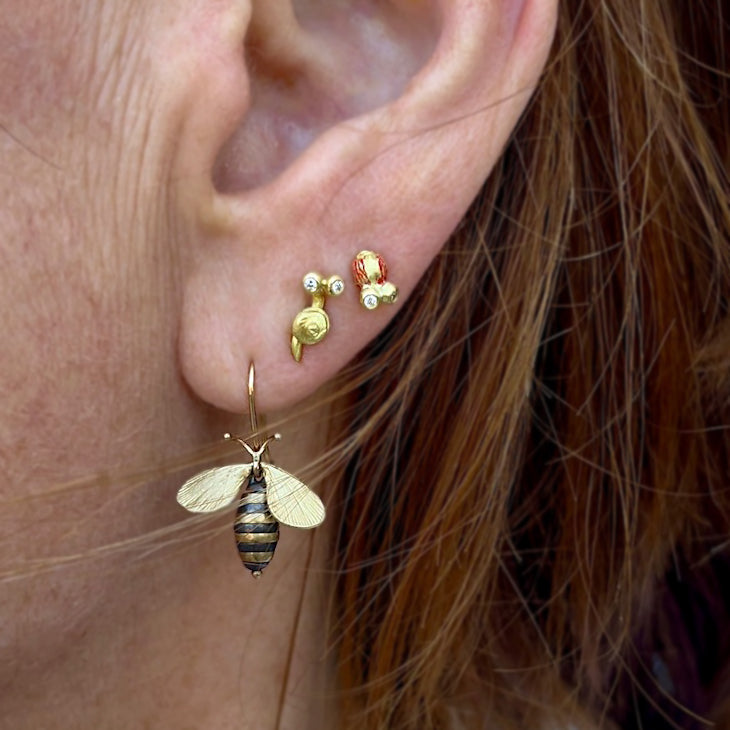 Annette Ferdinandsen Oxidized Silver and 14k Bee Earrings | Quadrum Gallery