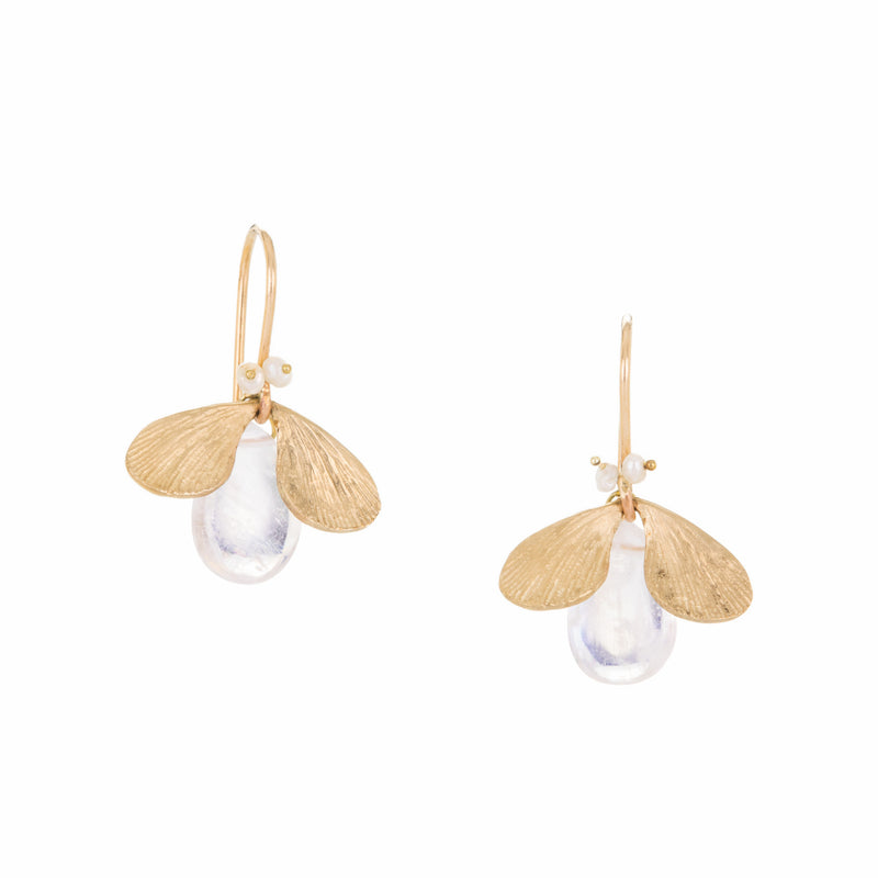 Annette Ferdinandsen Rainbow Moonstone and Pearl Jeweled Bug Earrings | Quadrum Gallery