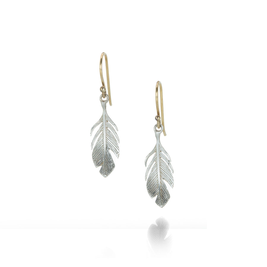 Annette Ferdinandsen Small Silver Feather Drop Earrings | Quadrum Gallery