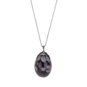 Annette Ferdinandsen Snowflake Obsidian Quail Egg Pendant Necklace | Quadrum Gallery
