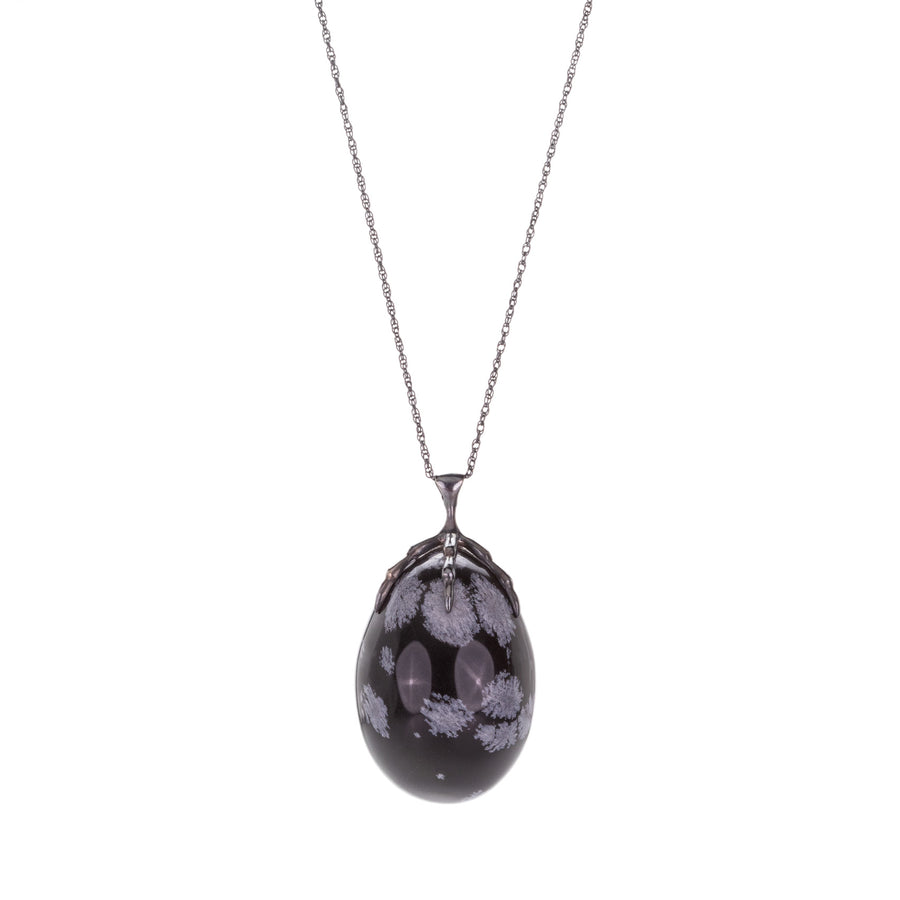 Annette Ferdinandsen Snowflake Obsidian Quail Egg Pendant Necklace | Quadrum Gallery