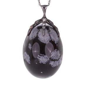 Annette Ferdinandsen Snowflake Obsidian Quail Egg Pendant Necklace | Quadrum Gallery