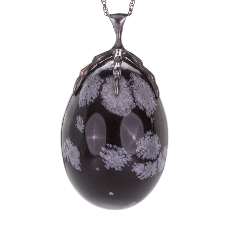 Annette Ferdinandsen Snowflake Obsidian Quail Egg Pendant Necklace | Quadrum Gallery