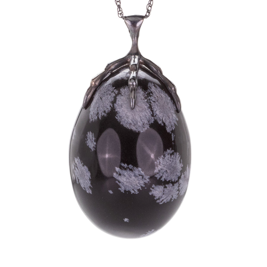 Annette Ferdinandsen Snowflake Obsidian Quail Egg Pendant Necklace | Quadrum Gallery