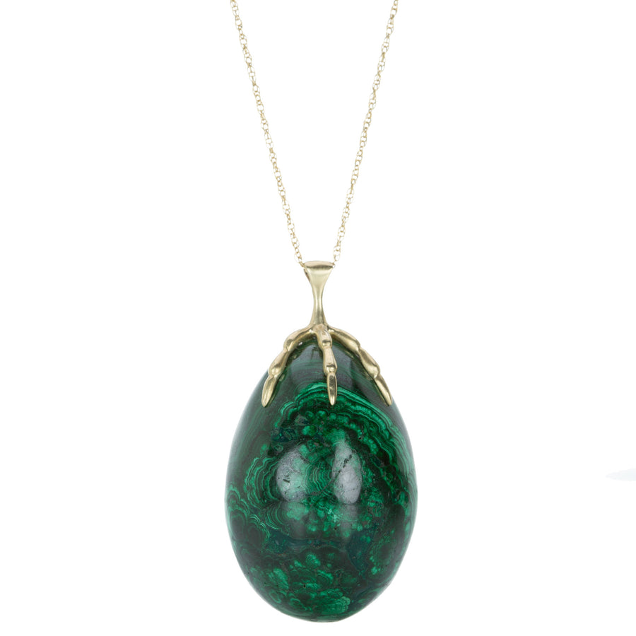 Annette Ferdinandsen 10k Malachite Egg and Claw Pendant Necklace | Quadrum Gallery
