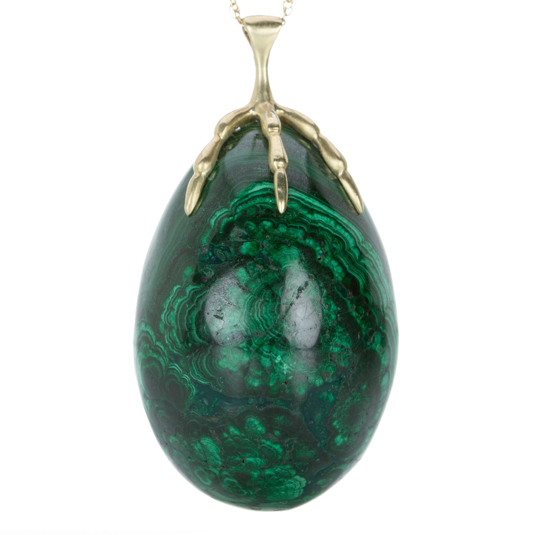 Annette Ferdinandsen 10k Malachite Egg and Claw Pendant Necklace | Quadrum Gallery