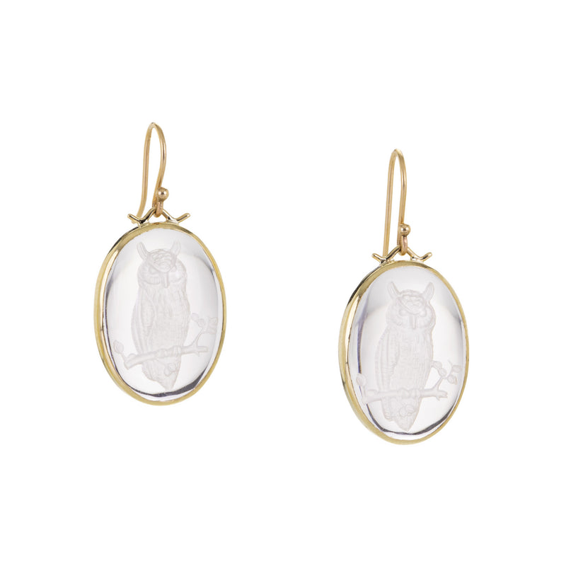 Annette Ferdinandsen 14k Owl Crystal Intaglio Earrings | Quadrum Gallery