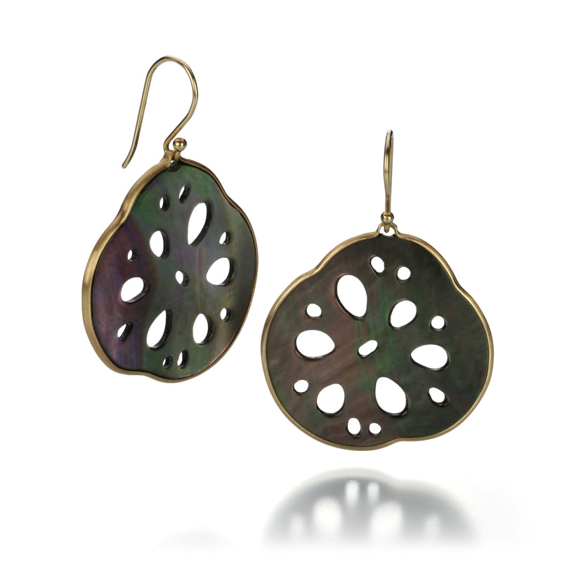 Annette Ferdinandsen Small Black Mother of Pearl Lotus Root Earrings | Quadrum Gallery