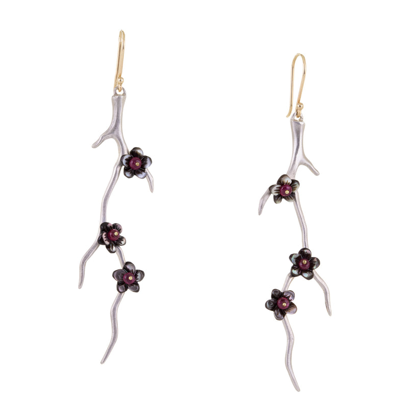 Annette Ferdinandsen Silver Blossom Branch Drop Earrings | Quadrum Gallery