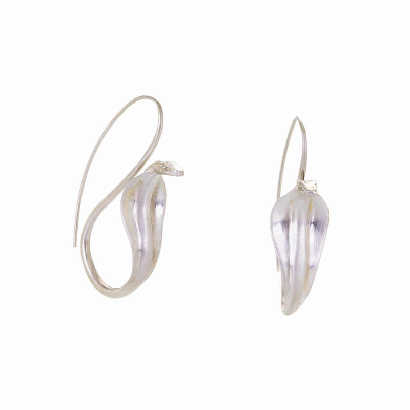 Annette Ferdinandsen Silver Cobra Earrings with Diamond Eyes | Quadrum Gallery