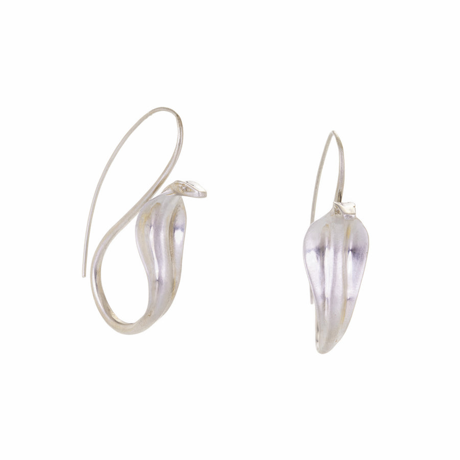 Annette Ferdinandsen Silver Cobra Earrings with Diamond Eyes | Quadrum Gallery
