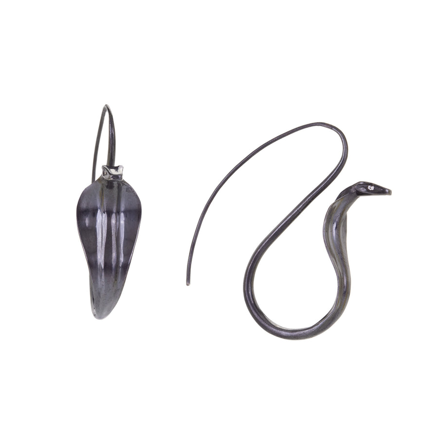 Annette Ferdinandsen Oxidized Sterling Silver Cobra Earrings  | Quadrum Gallery