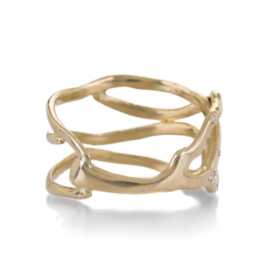 Annette Ferdinandsen 14k Coral Branch Ring with Diamonds | Quadrum Gallery