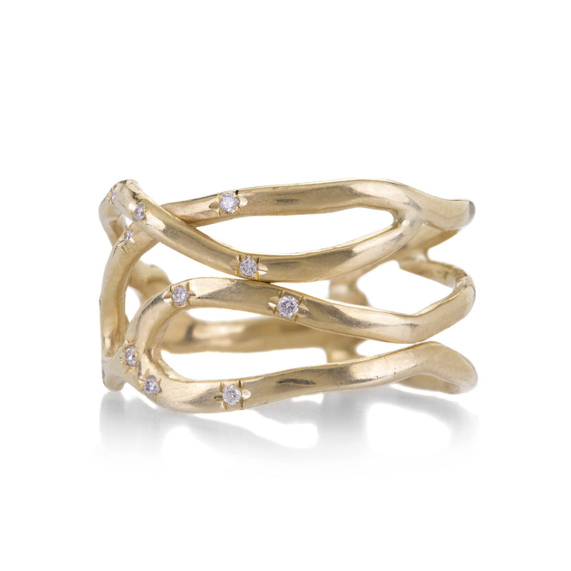 Annette Ferdinandsen 14k Coral Branch Ring with Diamonds | Quadrum Gallery