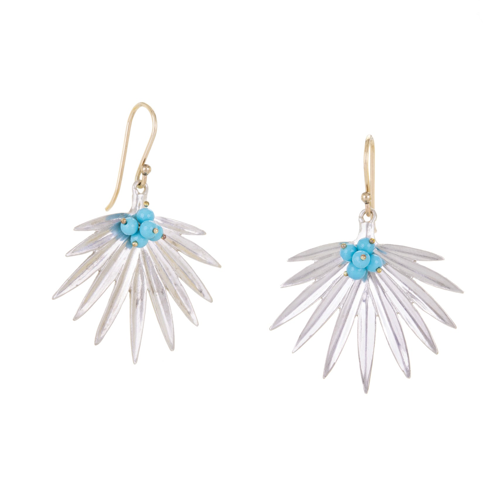 Annette Ferdinandsen Small Fan Palm Earrings with Turquoise | Quadrum Gallery