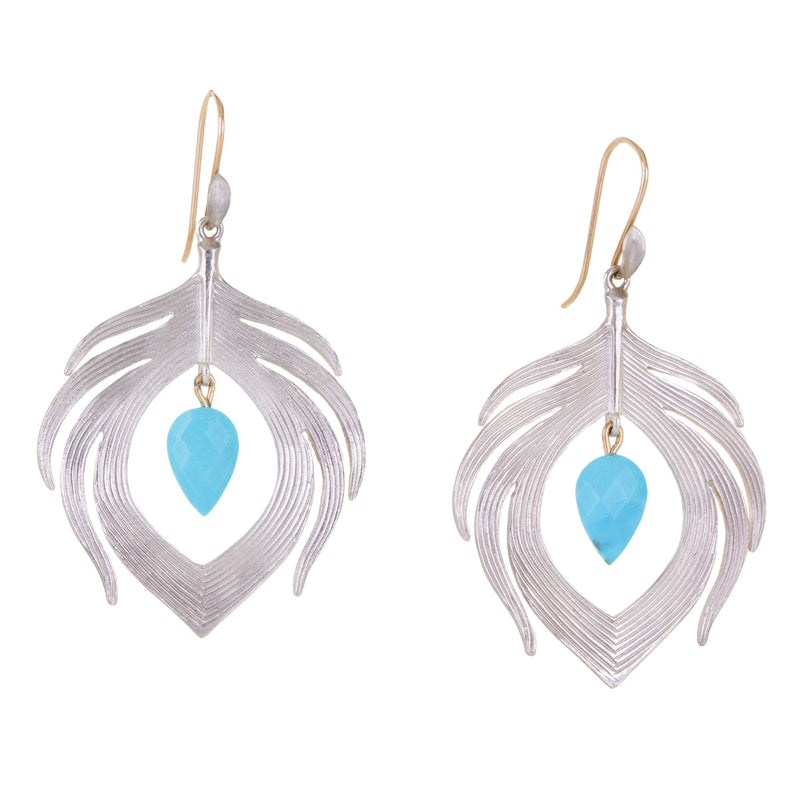 Annette Ferdinandsen Small Sterling Silver Peacock Turquoise Earrings  | Quadrum Gallery