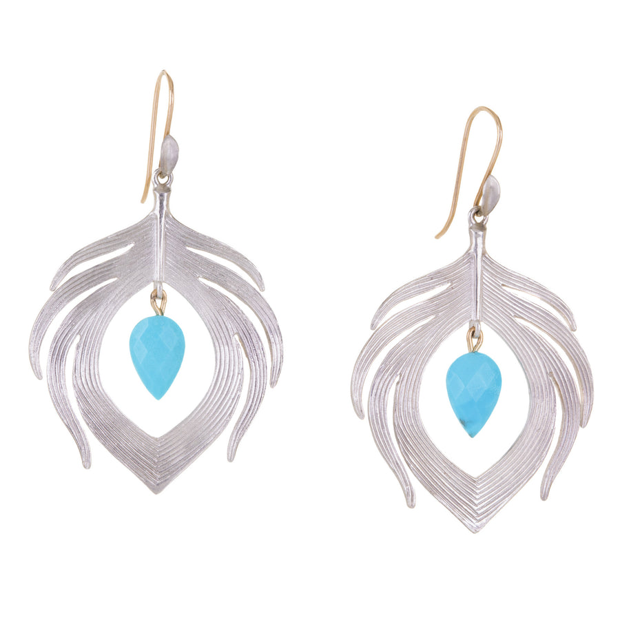 Annette Ferdinandsen Small Sterling Silver Peacock Turquoise Earrings  | Quadrum Gallery
