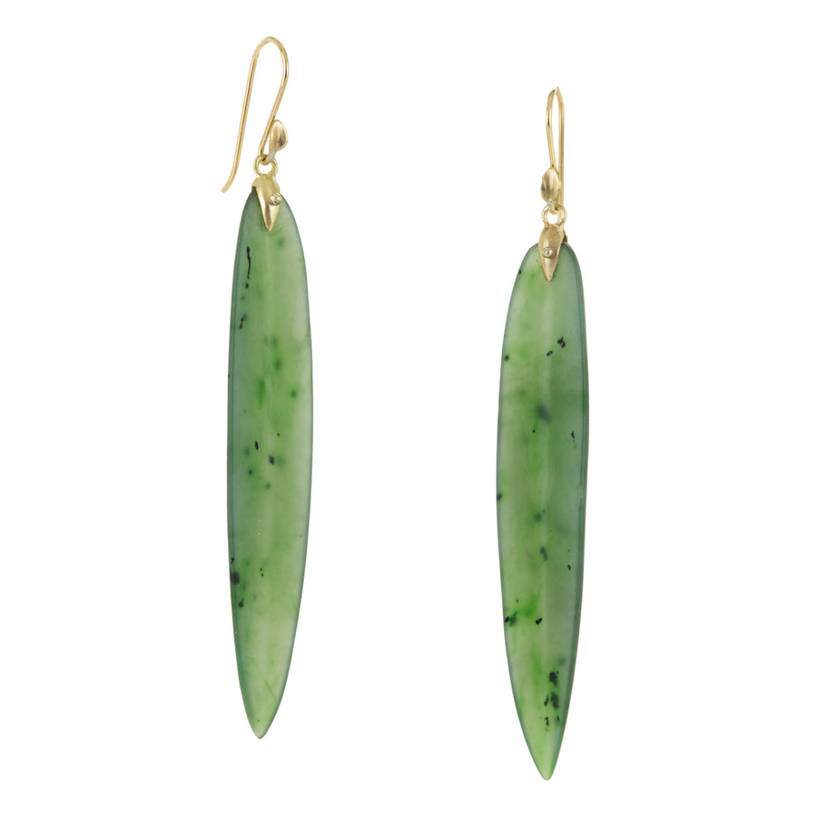 Annette Ferdinandsen Long Carved Jade Leaf Earrings | Quadrum Gallery