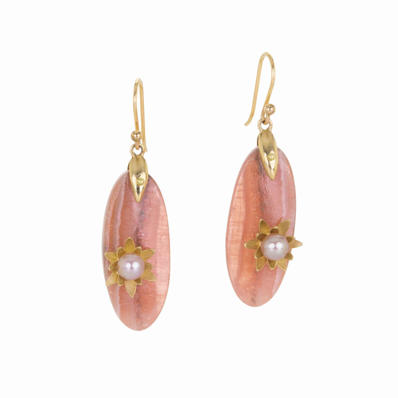 Annette Ferdinandsen Rhodochrosite Monet Water Lily Earrings | Quadrum Gallery