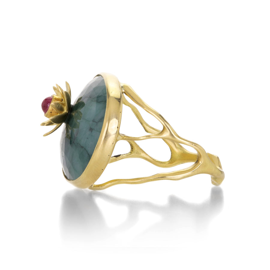 Annette Ferdinandsen Emerald and Ruby Monet Water Lily Ring | Quadrum Gallery