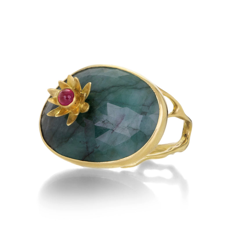 Annette Ferdinandsen Emerald and Ruby Monet Water Lily Ring | Quadrum Gallery