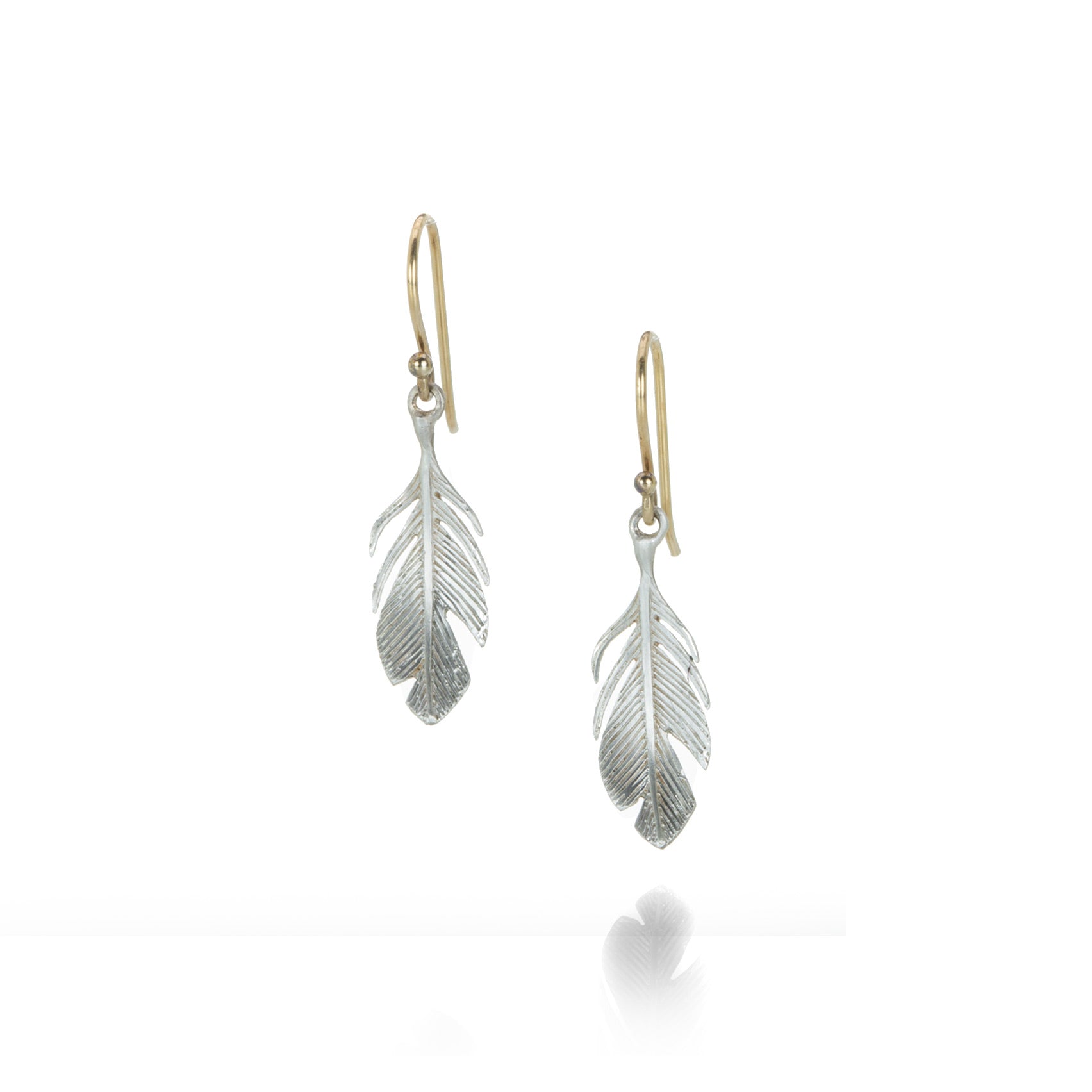 Annette Ferdinandsen Sterling Silver Small Feather Drop Earrings | Quadrum Gallery