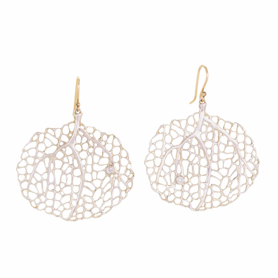 Annette Ferdinandsen Small Silver Sea Fan Drop Earrings | Quadrum Gallery
