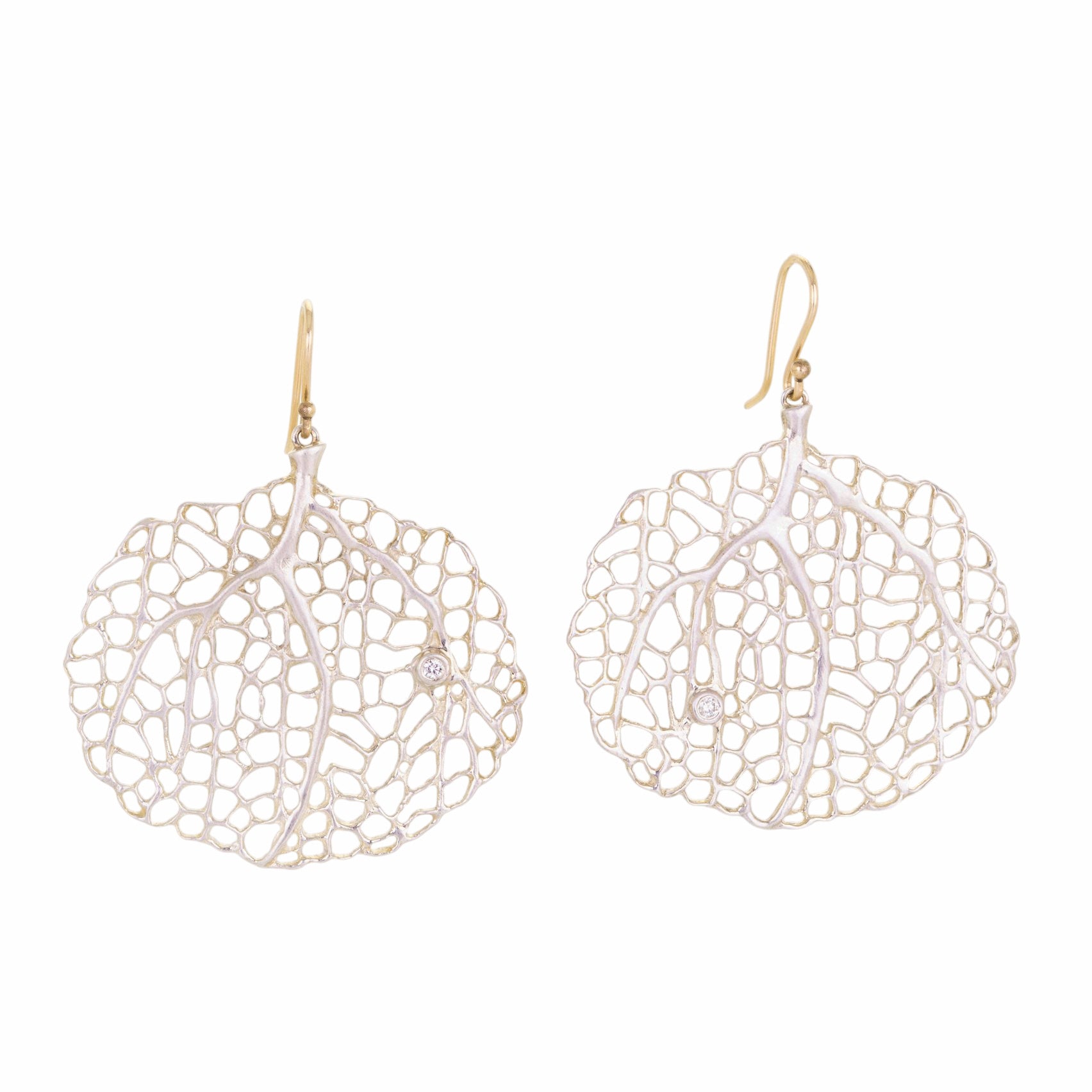 Annette Ferdinandsen Small Silver Sea Fan Drop Earrings | Quadrum Gallery