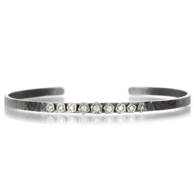 Annie Fensterstock Silver Thin Rock Cuff Bracelet | Quadrum Gallery
