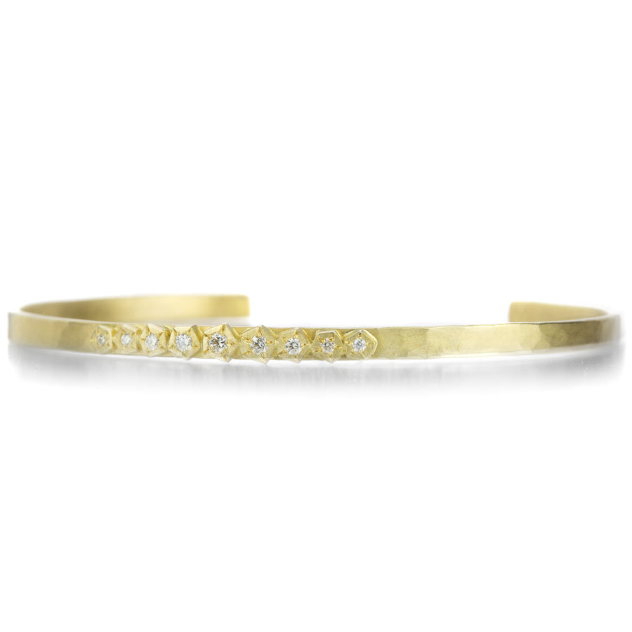 Annie Fensterstock 18k Thin Rock Cuff with Diamonds | Quadrum Gallery