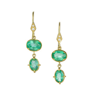 Annie Fensterstock Emerald Double Drop Earrings | Quadrum Gallery