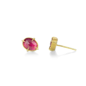 Annie Fensterstock 18k Oval Ruby Prong Studs | Quadrum Gallery