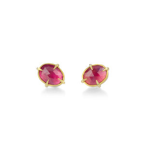 Annie Fensterstock 18k Oval Ruby Prong Studs | Quadrum Gallery