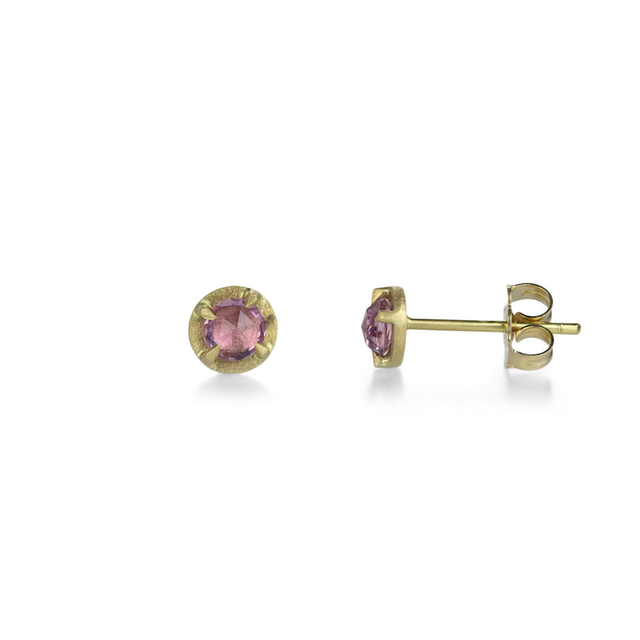 Annie Fensterstock Prong Set Pink Sapphire Stud Earrings | Quadrum Gallery