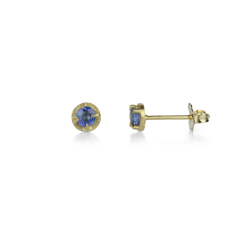 Annie Fensterstock Prong Set Blue Sapphire Stud Earrings | Quadrum Gallery